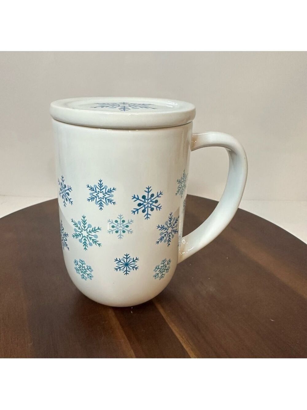 DAVIDsTEA Nordic White Snowflake Mug w/ Lid Winter